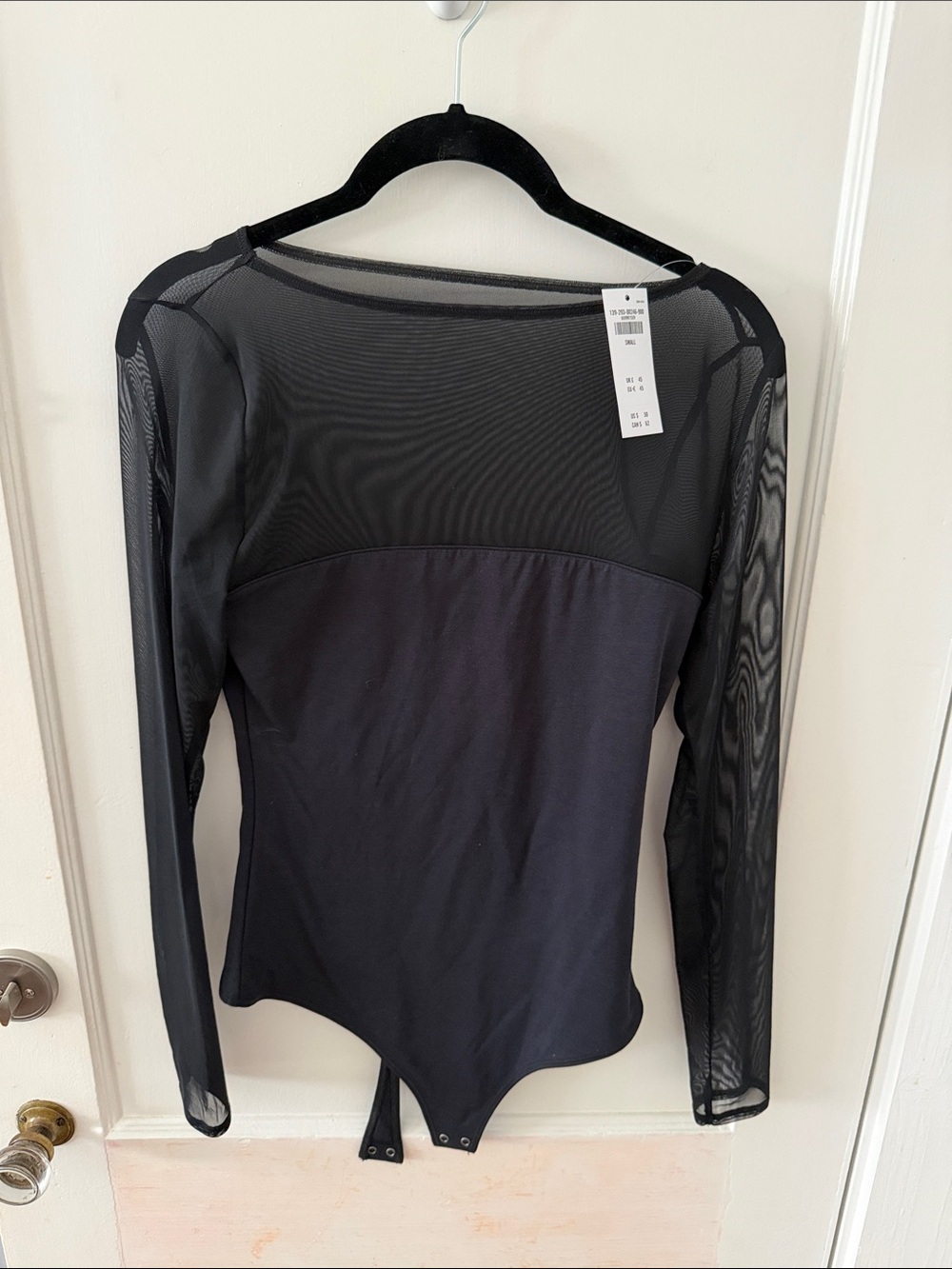 Abercrombie & Fitch Black Long-Sleeve Mesh Bodysuit